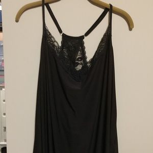 Black lace trim night gown